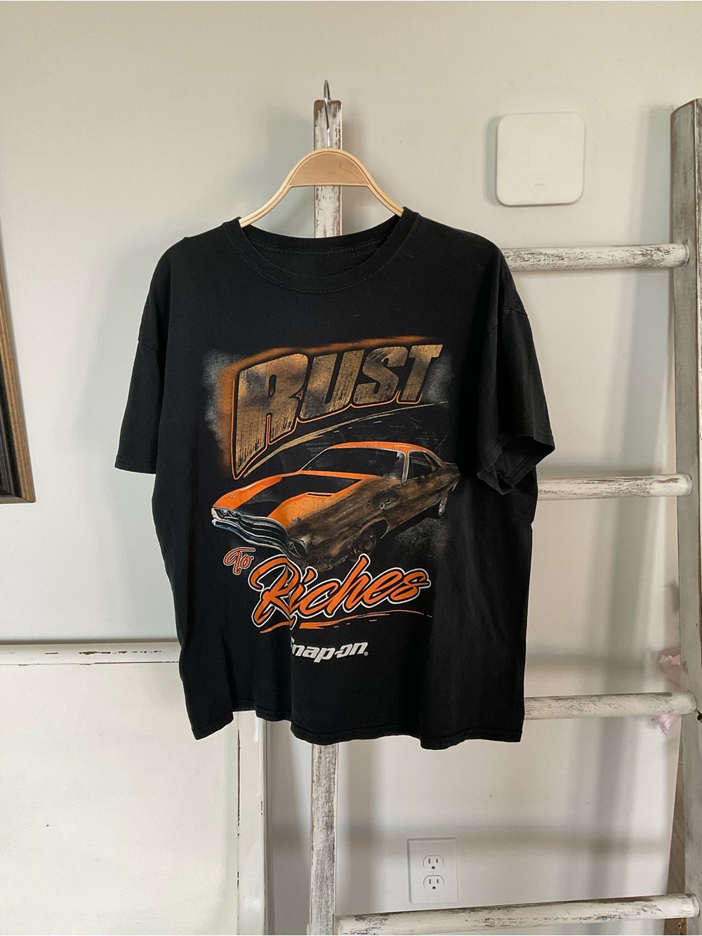 Snap-On Tools Black T-Shirt for Dodge Charger Orange Rust to Riches Size Large